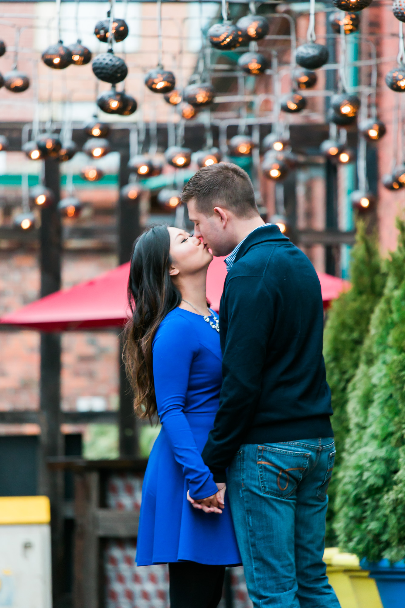 the soon to be bride and groom shared a sweet kiss.