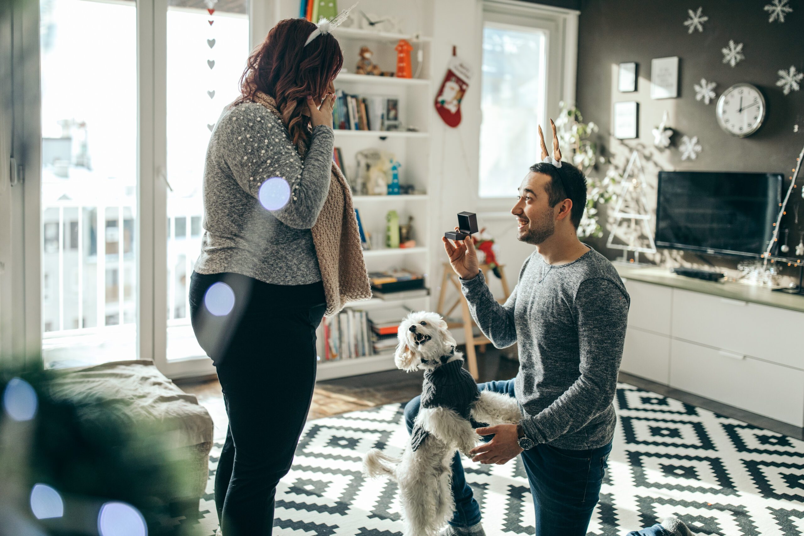 Young man is proposing to his girlfriend