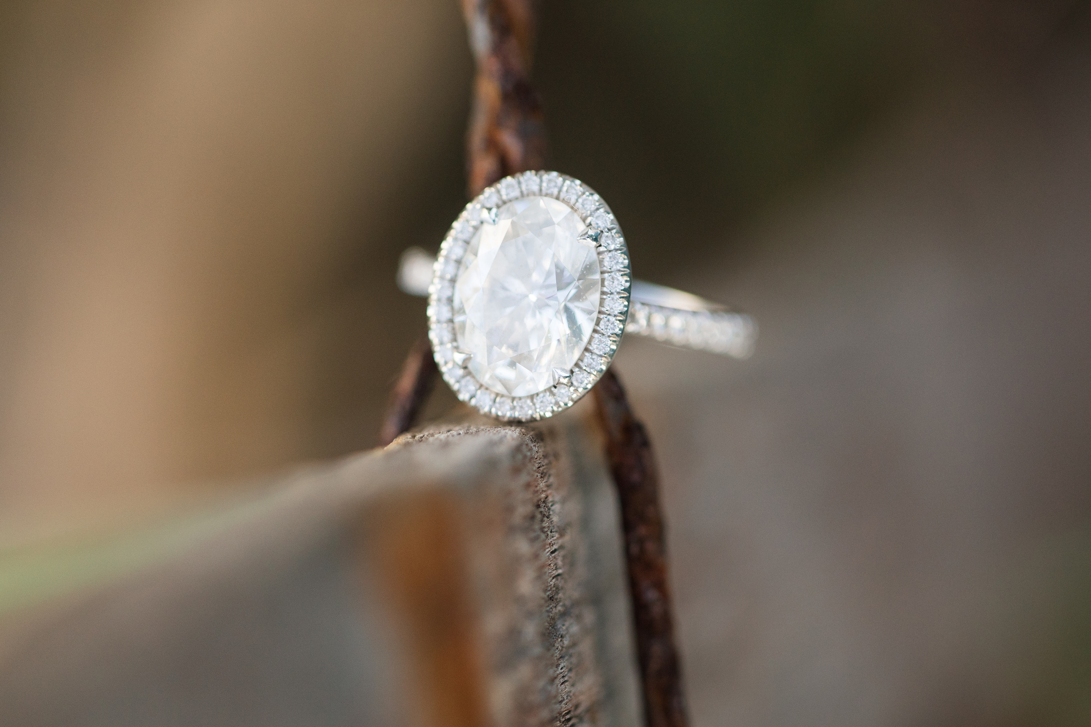 large oval diamond engagement ring in white gold