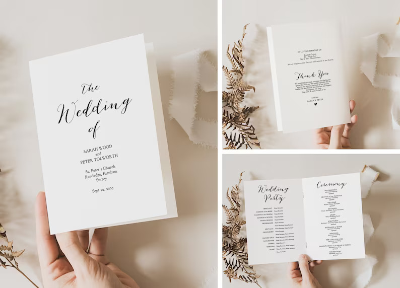 Modern Rustic Wedding Program