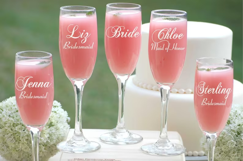 Personalized Bridesmaid Champagne Glasses