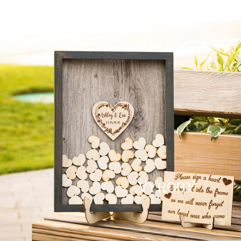 Wood Wedding Guest Book Alternative Hearts