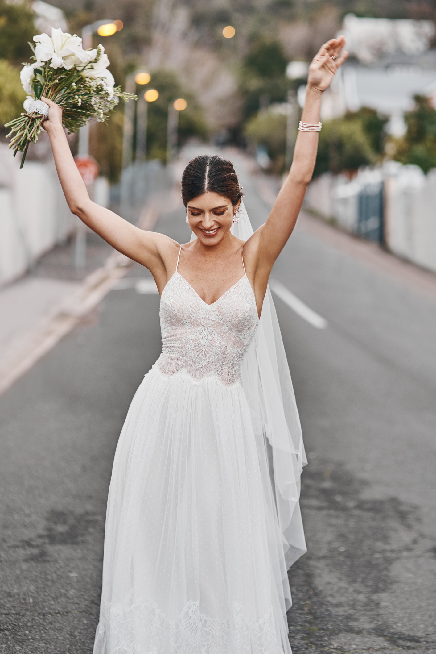 bride expressing so much happiness