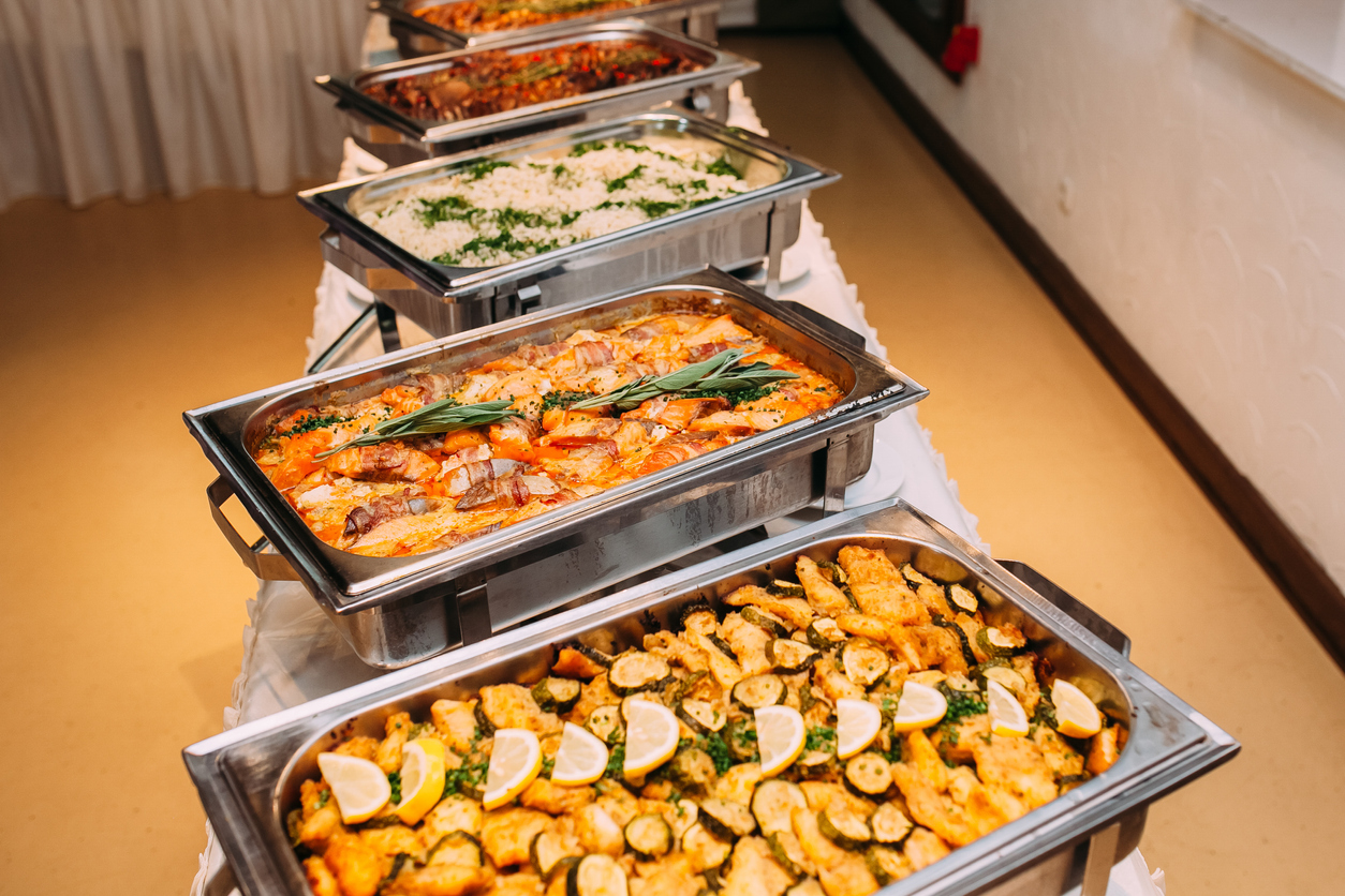 five wedding food menu on display for a sumptuous lunch/dinner. 